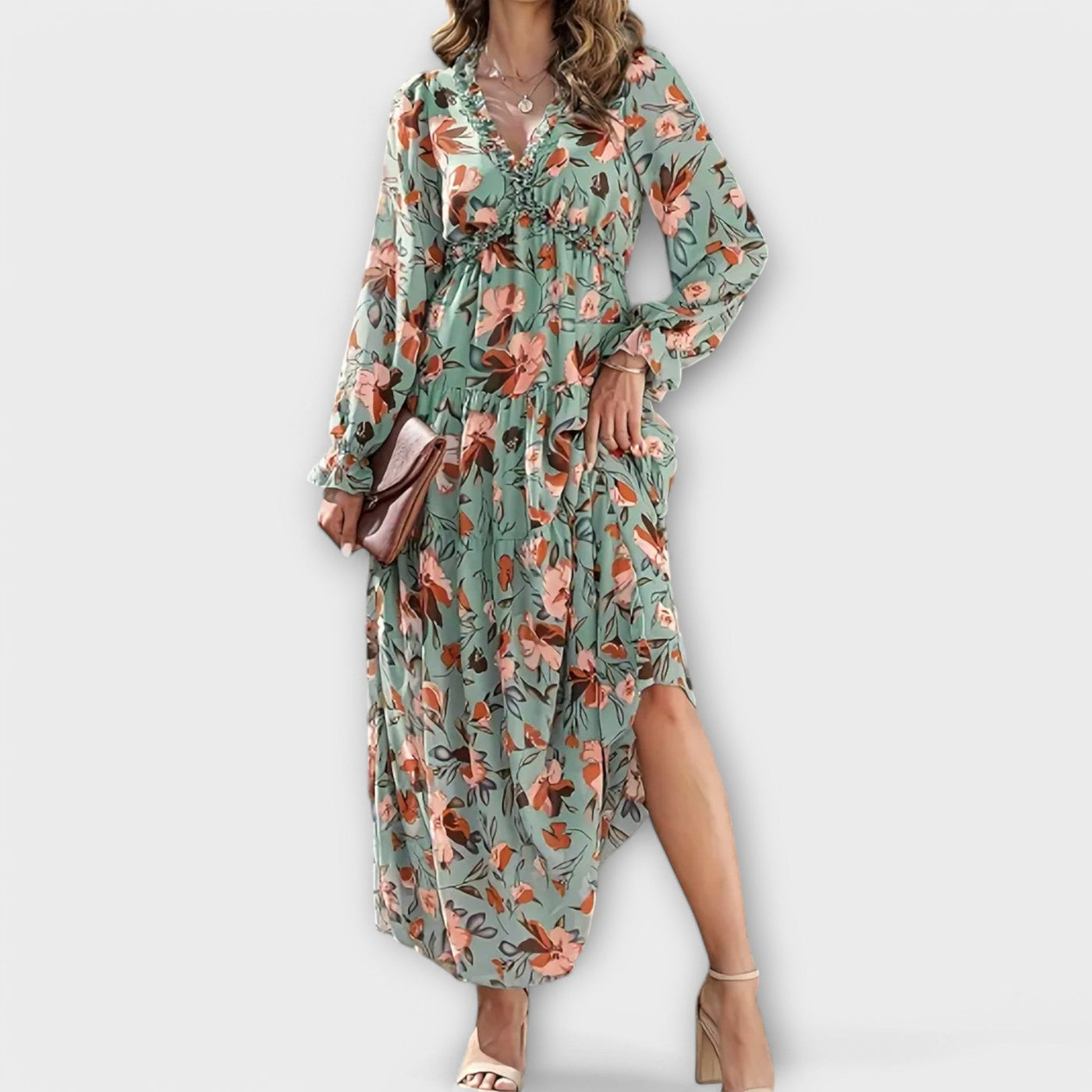 Robe Longue &amp; Élégante In Col V