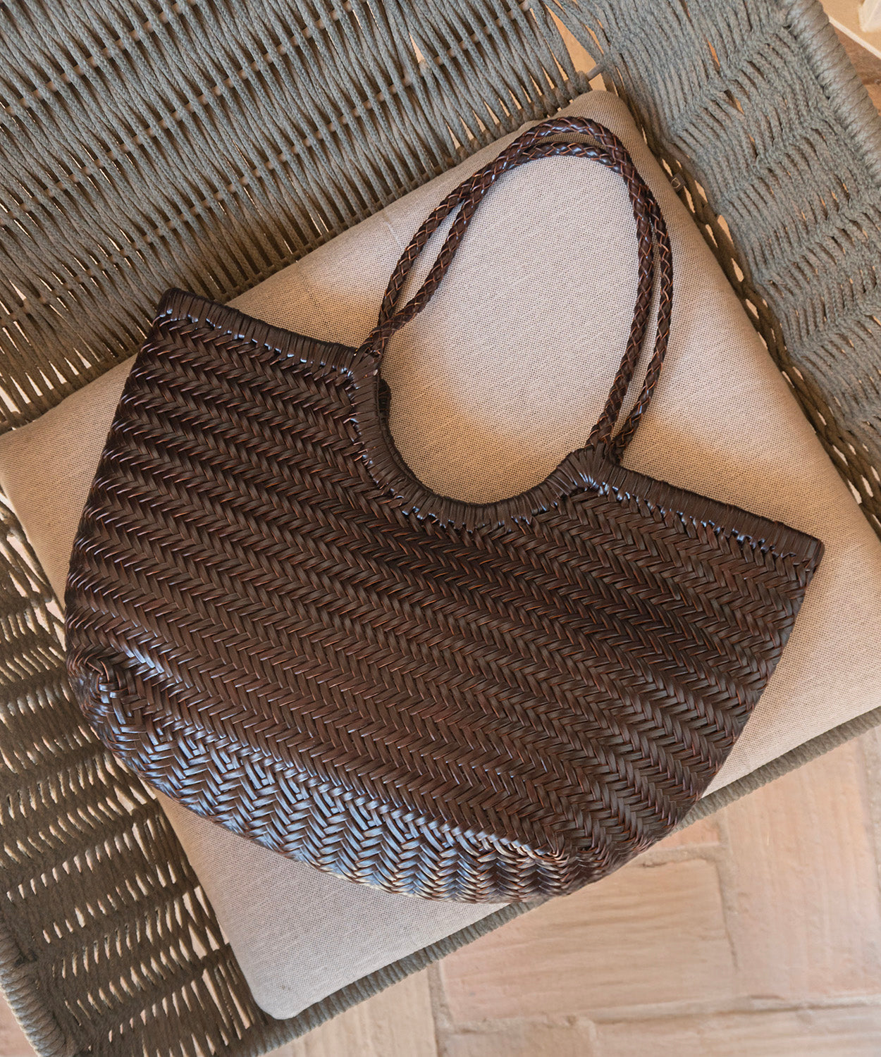 Bolso piel Shopper trenzado