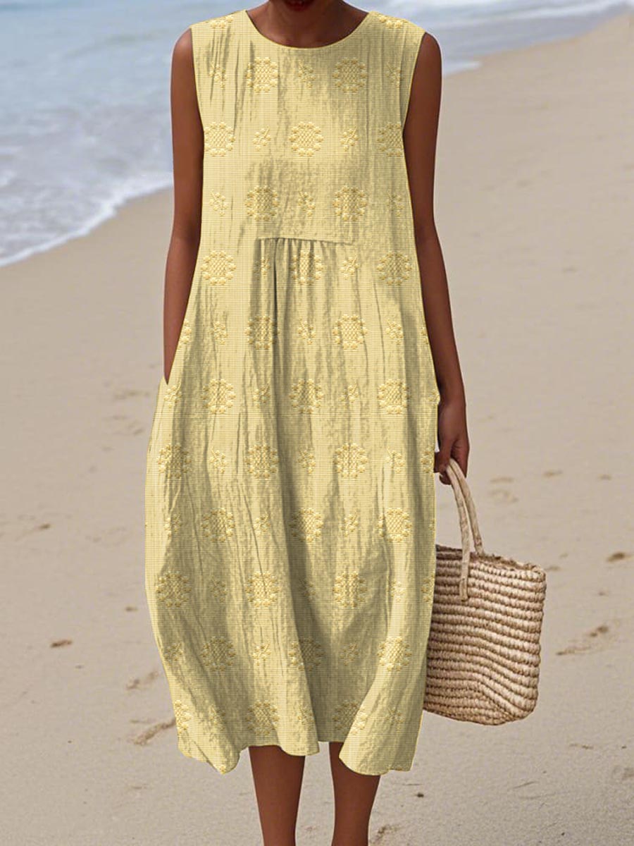 Robe D'été Sans Manches En Coton Avec Poches