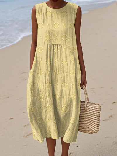 Robe D'été Sans Manches En Coton Avec Poches