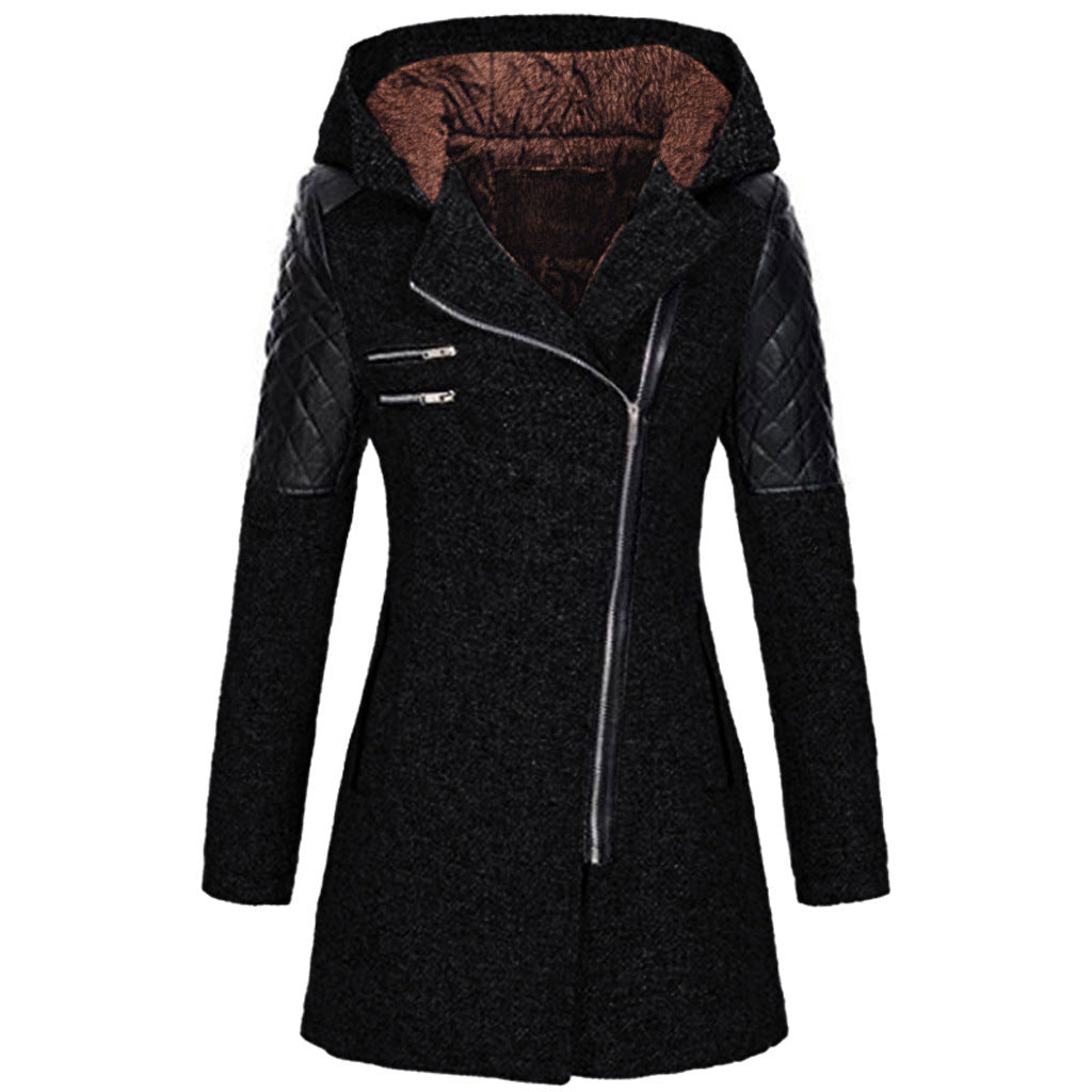 Manteau À Capuche Hivernal En Laine Pour Femmes