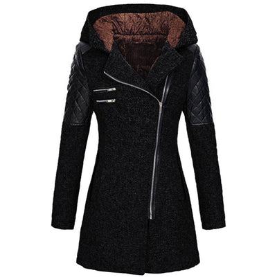 Manteau À Capuche Hivernal En Laine Pour Femmes
