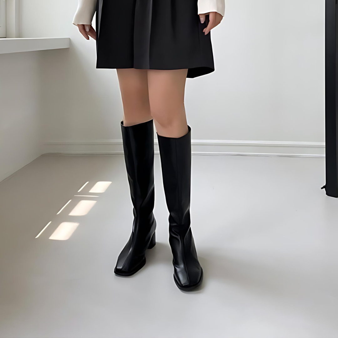 Botas elegantes de cuero hasta la rodilla