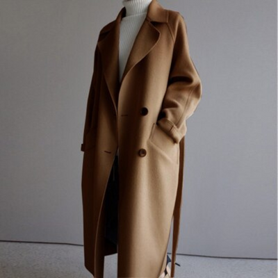Manteau Ceinturé En Lain Pour Femme