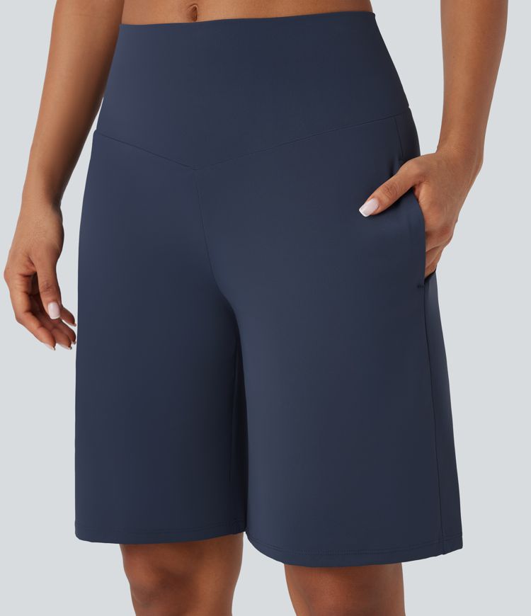 Softlyzero™ Airy - Yoga-Bermudashorts mit hohem Bund, mehreren Taschen und Cool-Touch