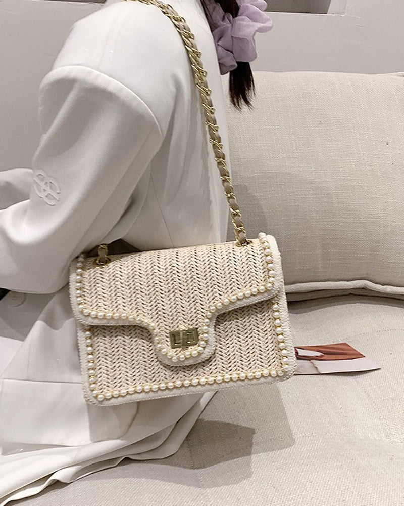 Alba | Bolso de paja con perlas popular