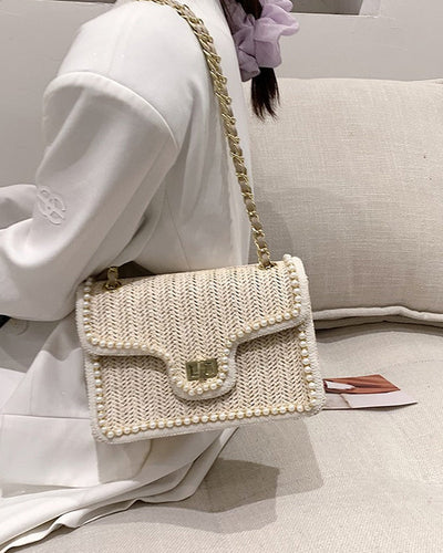 Alba | Bolso de paja con perlas popular