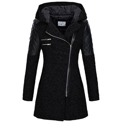 Manteau À Capuche Hivernal En Laine Pour Femmes