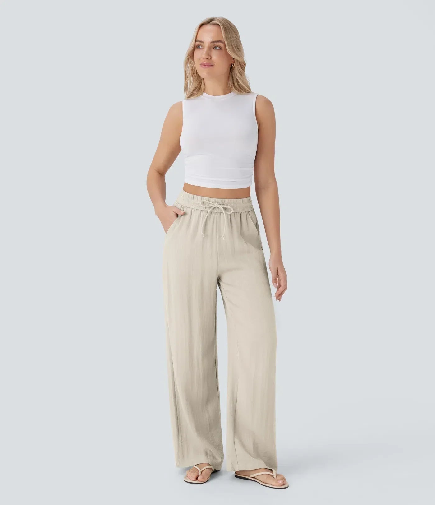 Pantalon En Lin Décontracté & Aéré