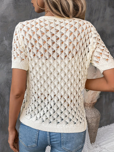 Pull Élégant À Manches Courtes En Dentelle