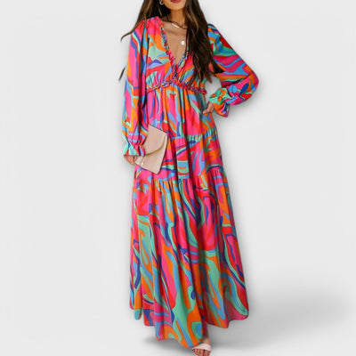 Robe Longue &amp; Élégante In Col V