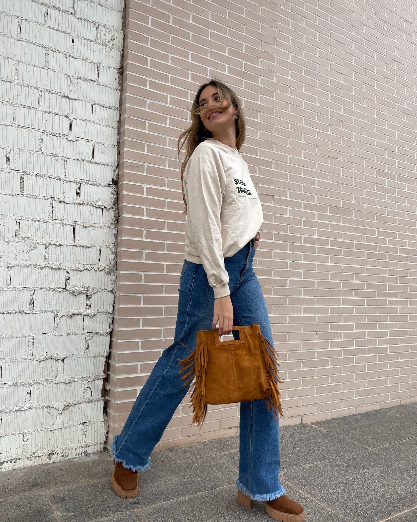 Bolso ante  flecos colores