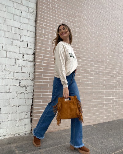 Bolso ante  flecos colores