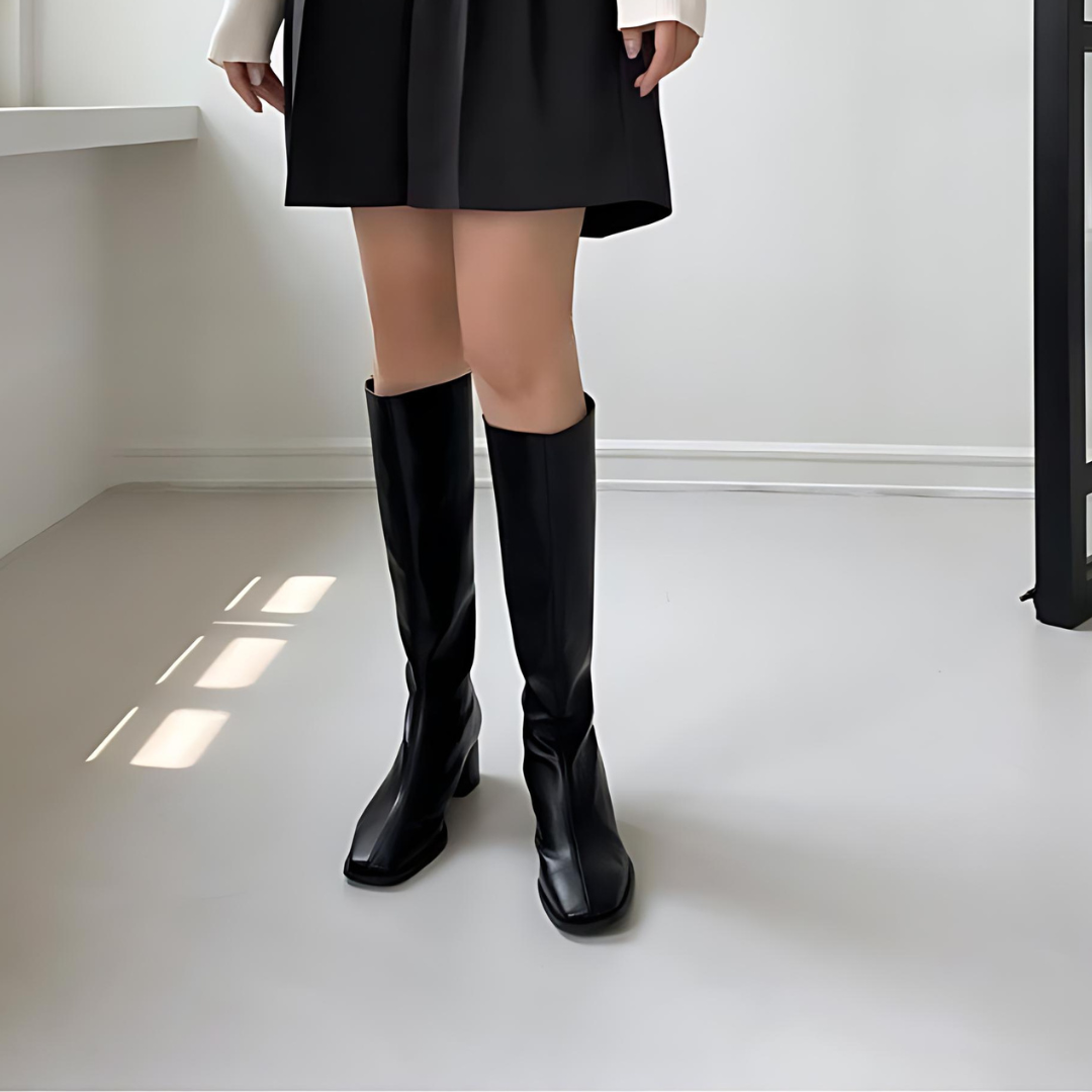 Botas elegantes de cuero hasta la rodilla