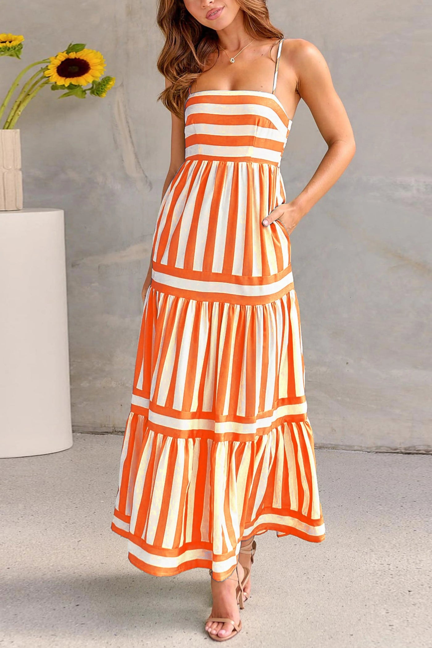 Robe Longue & Légère À Rayures