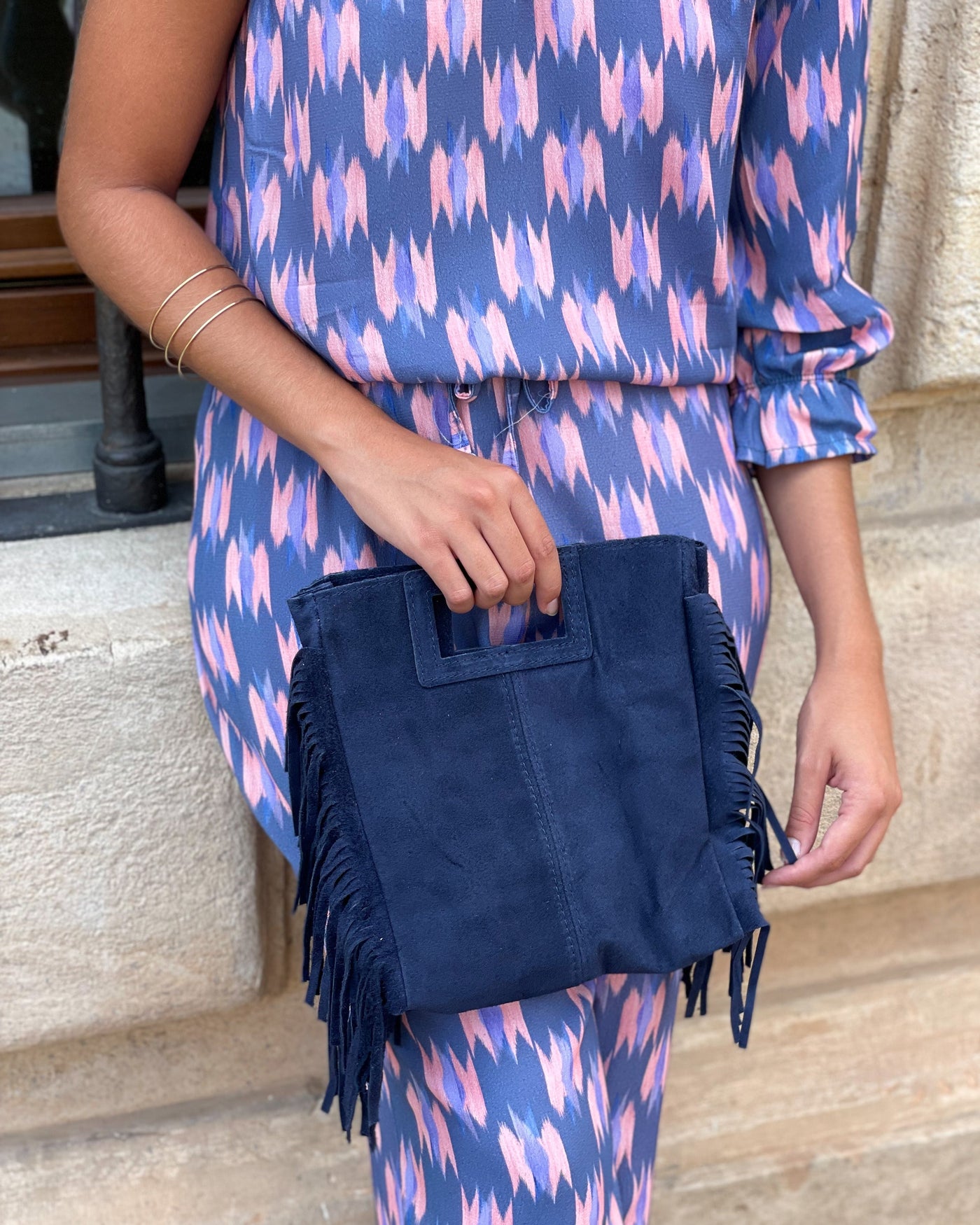 Bolso ante  flecos colores