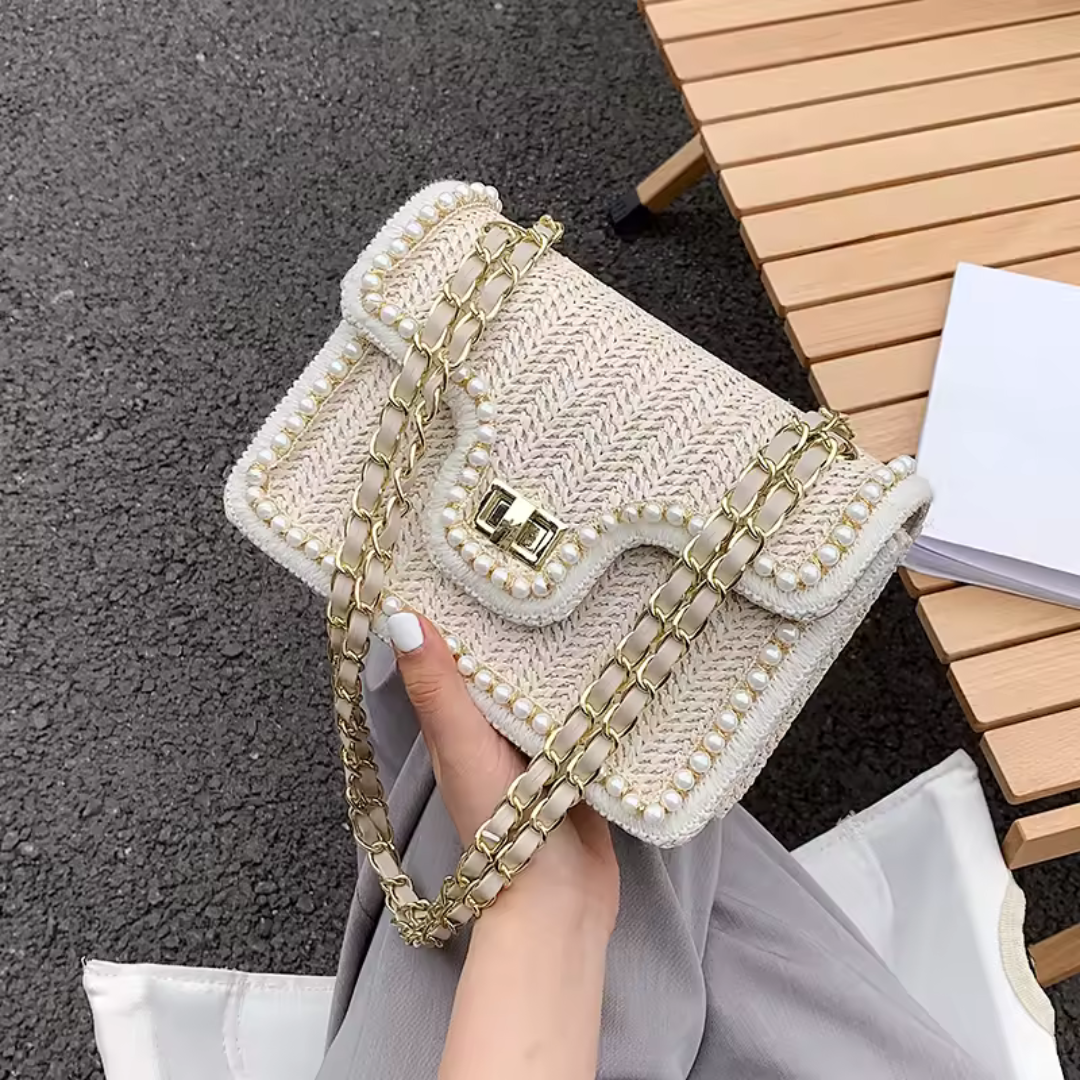 Alba | Bolso de paja con perlas popular