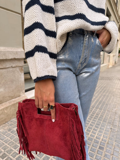 Bolso ante  flecos colores