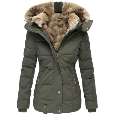 Abrigo de piel informal con capucha Elysia