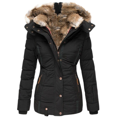 Abrigo de piel informal con capucha Elysia