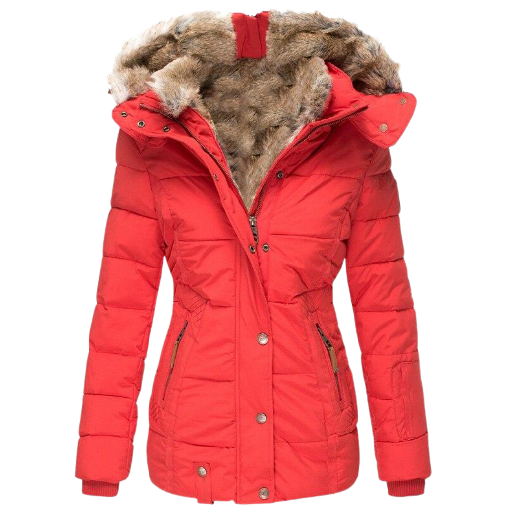 Abrigo de piel informal con capucha Elysia