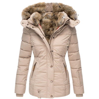 Abrigo de piel informal con capucha Elysia