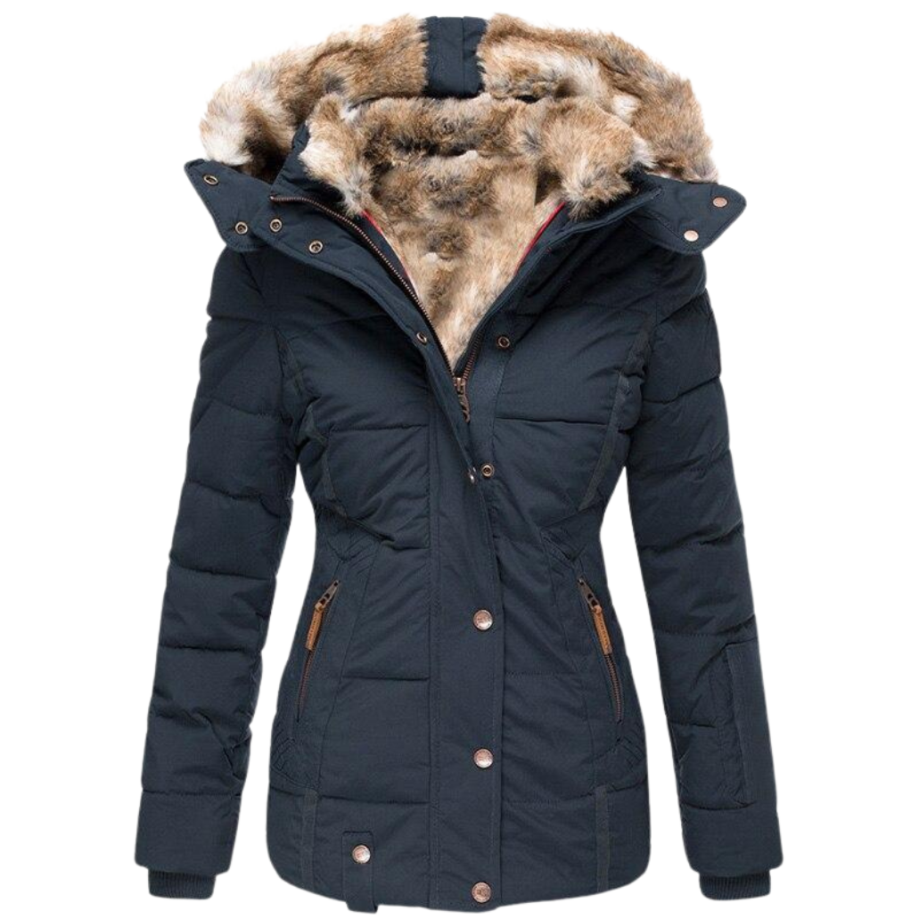 Abrigo de piel informal con capucha Elysia