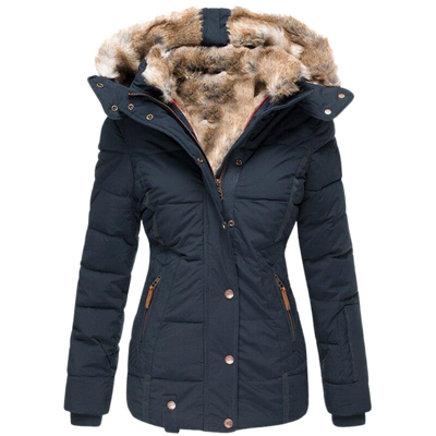 Abrigo de piel informal con capucha Elysia