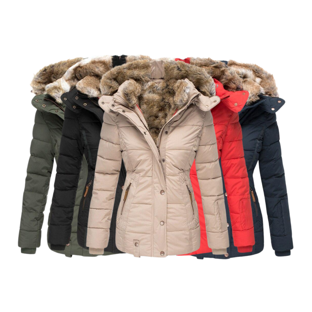Abrigo de piel informal con capucha Elysia