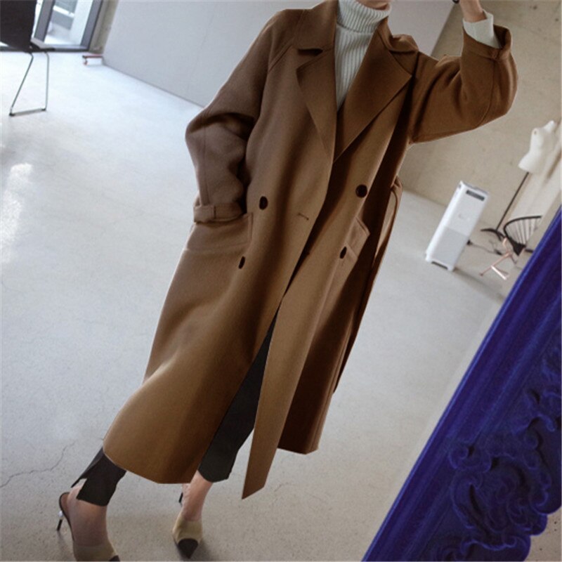 Manteau Ceinturé En Lain Pour Femme