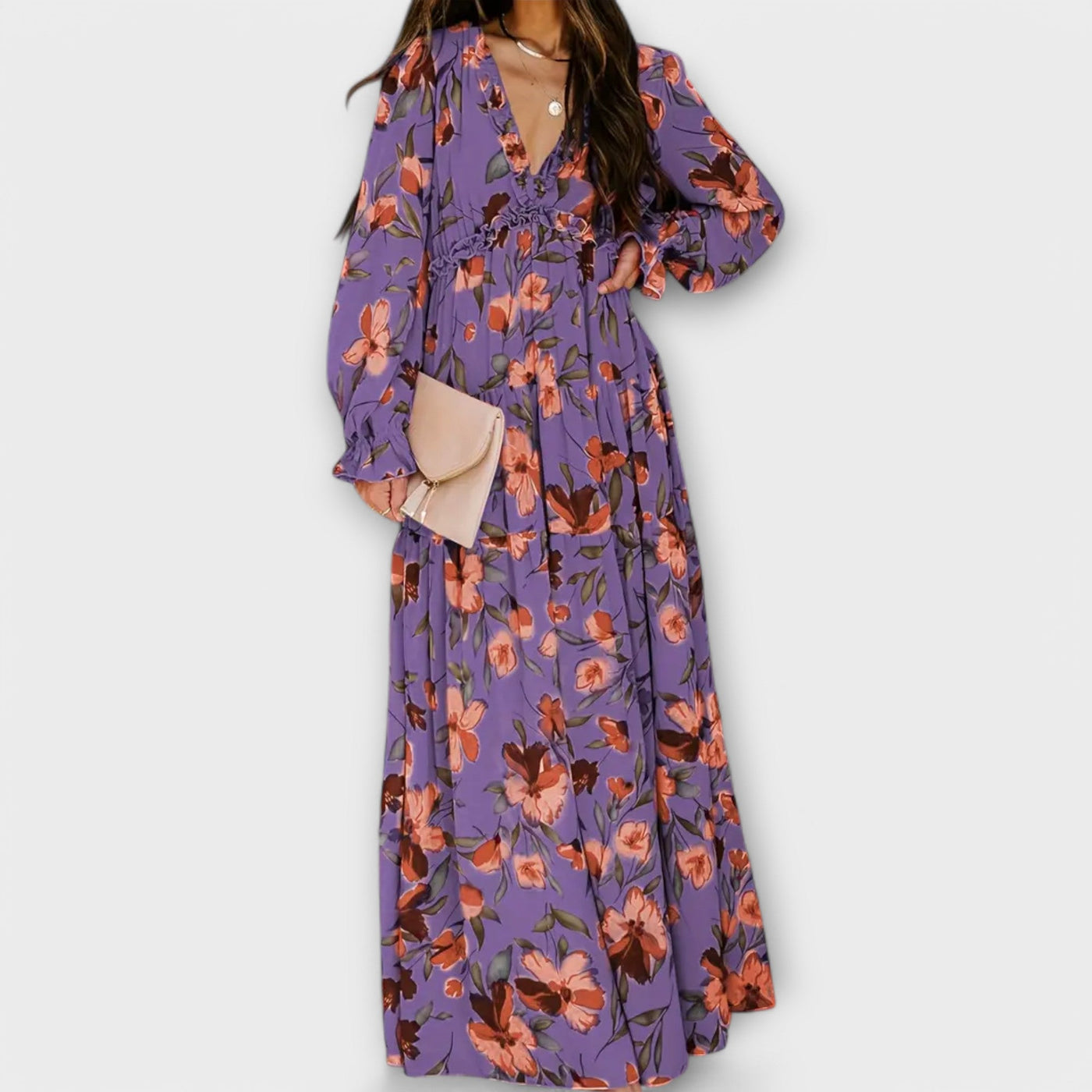Robe Longue &amp; Élégante In Col V