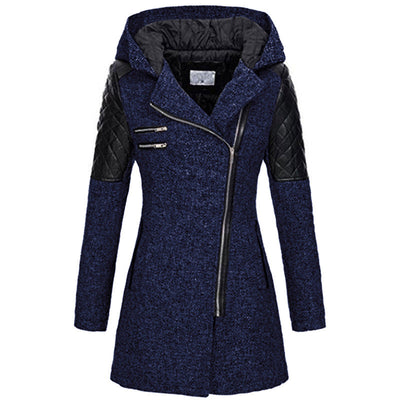 Manteau À Capuche Hivernal En Laine Pour Femmes