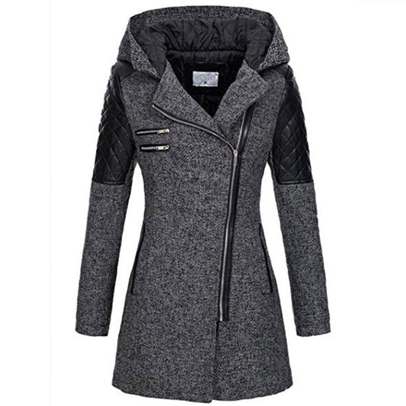 Manteau À Capuche Hivernal En Laine Pour Femmes