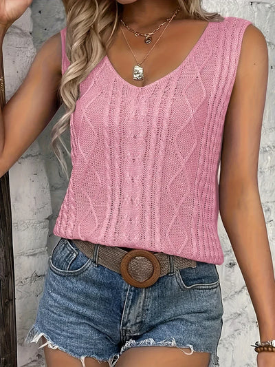 Top Sans Manches En Maille Avec Décolleté En V