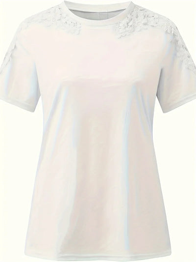 T-shirt D'été À Manches Courtes Avec Dentelle