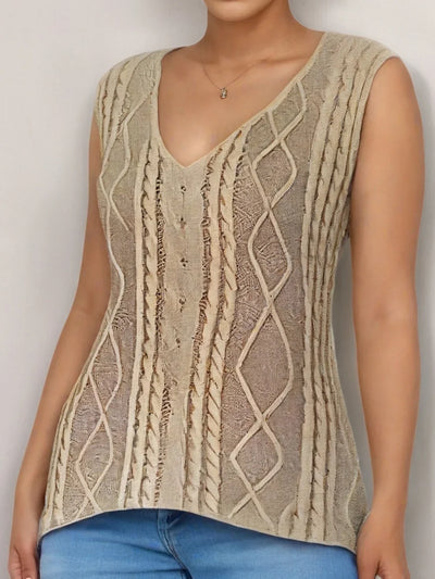 Top Sans Manches En Maille Avec Décolleté En V