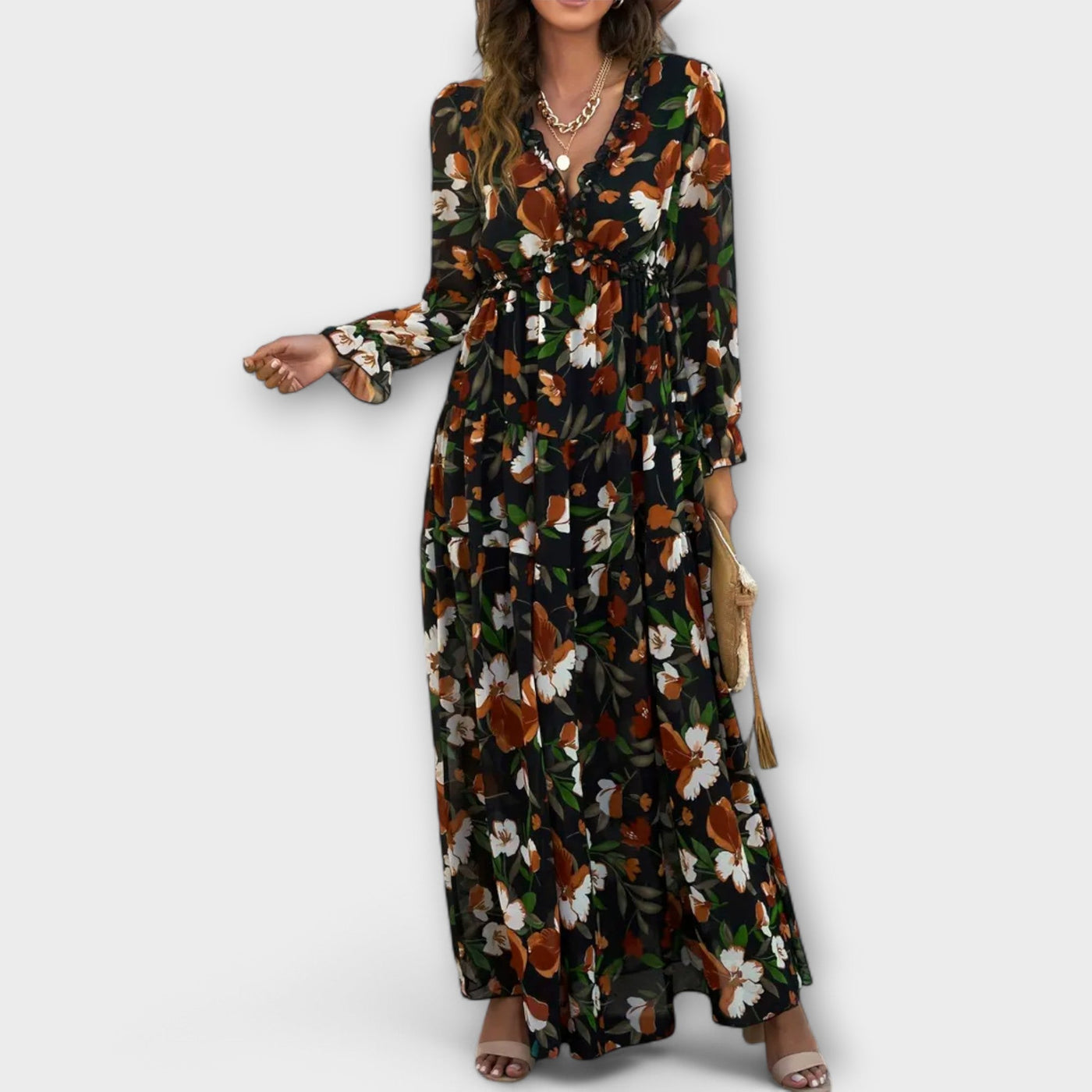 Robe Longue &amp; Élégante In Col V