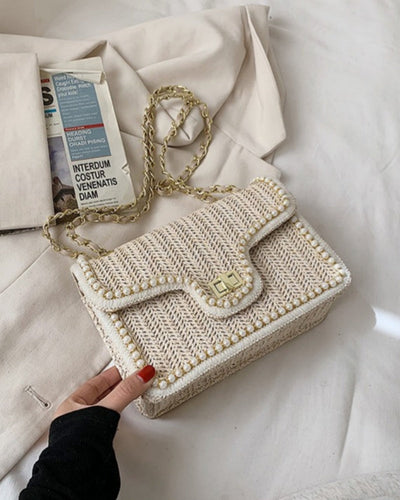 Alba | Bolso de paja con perlas popular