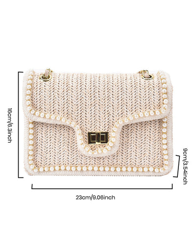Alba | Bolso de paja con perlas popular