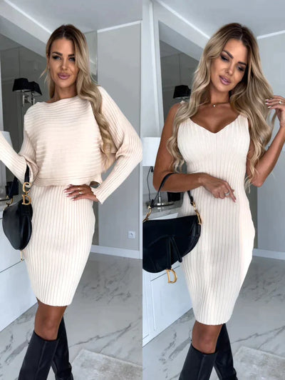 Conjunto de suéter y vestido de algodón de dos piezas Nyon