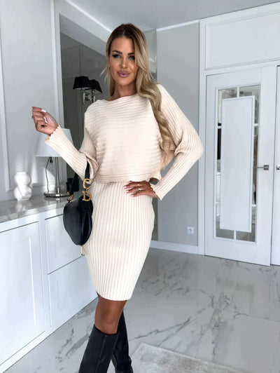 Conjunto de suéter y vestido de algodón de dos piezas Nyon