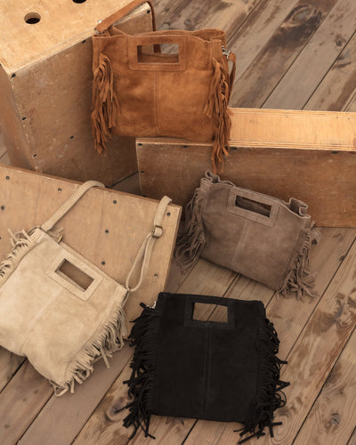 Bolso ante  flecos colores