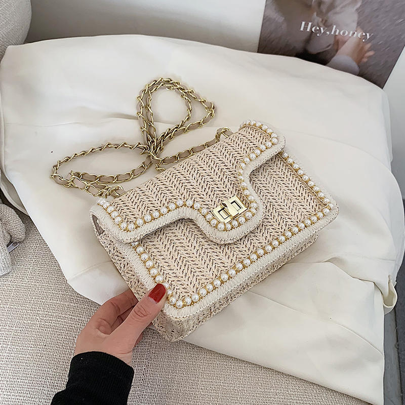 Alba | Bolso de paja con perlas popular
