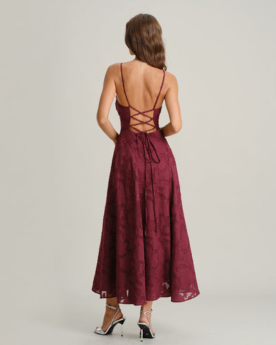 Vestido largo lencero de jacquard