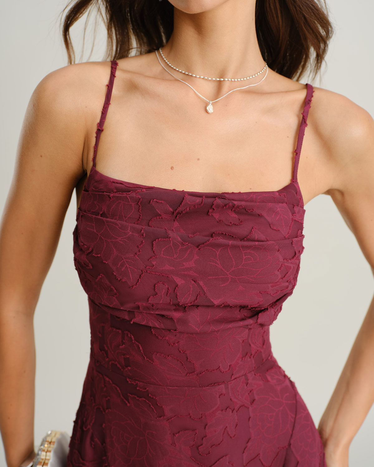 Vestido largo lencero de jacquard