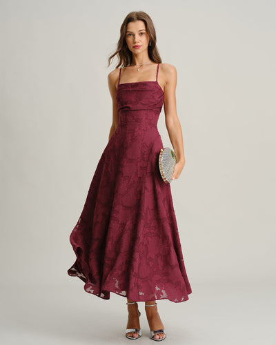Vestido largo lencero de jacquard