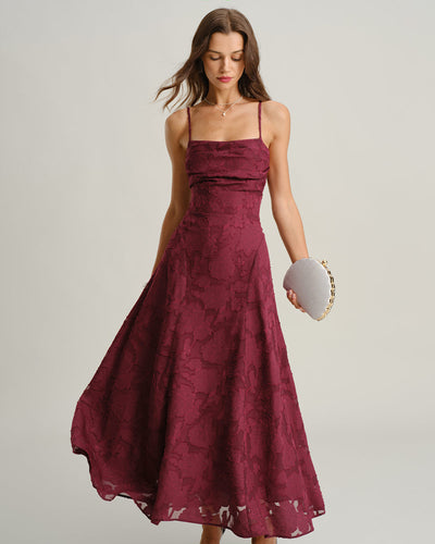 Vestido largo lencero de jacquard
